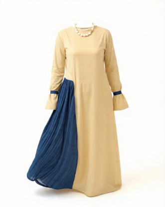 Picture of into the flow beige dress