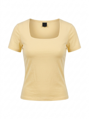 Picture of square neck basic top (butter yellow color)
