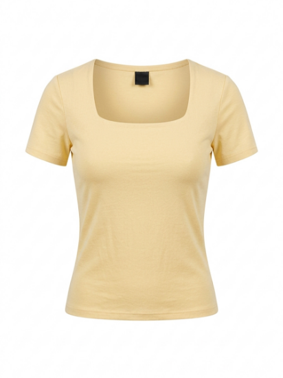 Picture of square neck basic top (butter yellow color)