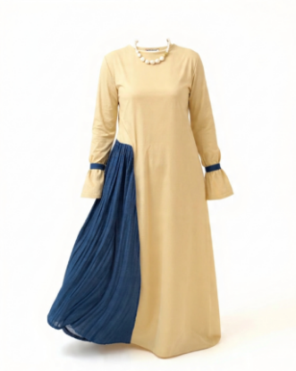 Picture of into the flow beige dress