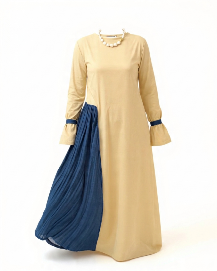 Picture of into the flow beige dress