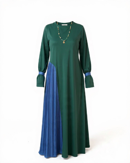 Picture of into the flow dark green dress