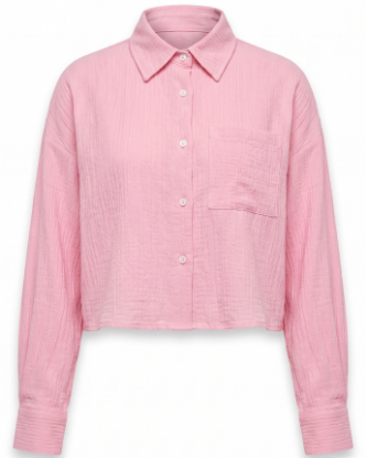 Picture of baby pink cropped crinkled shirt