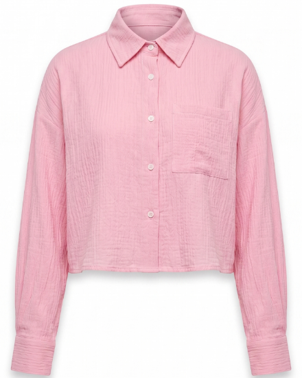 Picture of baby pink cropped crinkled shirt