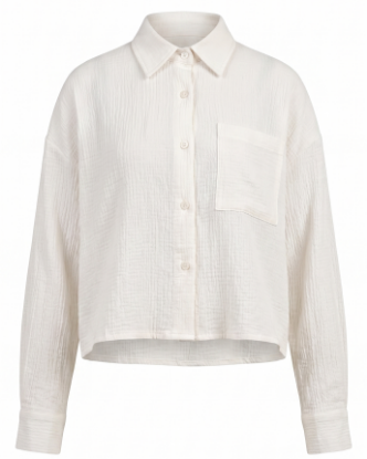 Picture of cream cropped crinkled shirt