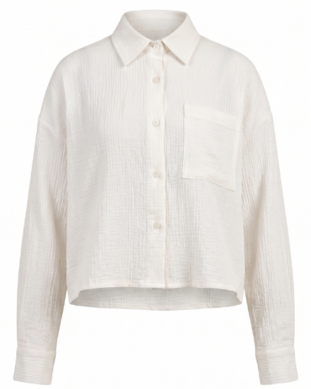 Picture of cream cropped crinkled shirt