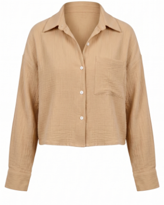Picture of cafe cropped crinkled shirt