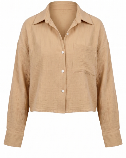 Picture of cafe cropped crinkled shirt