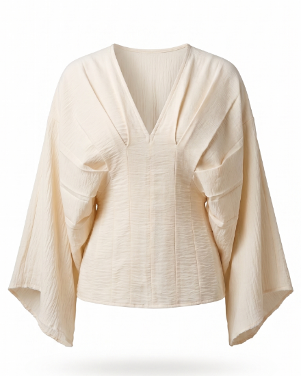 Picture of Pleated linen shirt in off-white